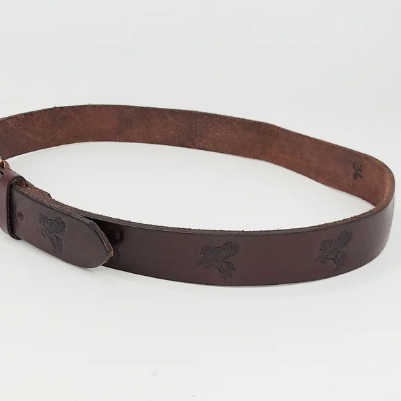 SINCERE Vintage Hand-Crafted Brown Leather Belt 36 - Picture 9 of 13